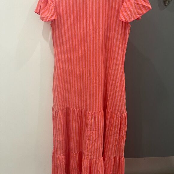 DZUBI Maxi Dress Shirt Striped Block Print Pink Grenadine Short Sleeve size S - Picture 9 of 11